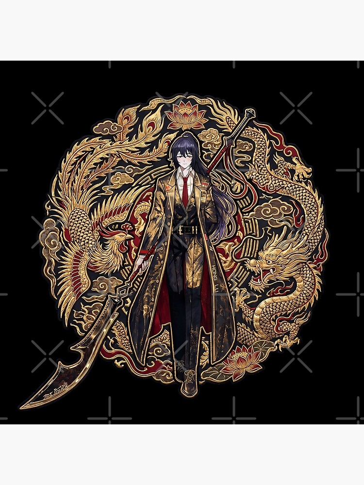 Limbus Company Hong Lu Dragon Emblem Anime Gaming Tee Throw Pillow - Image 2