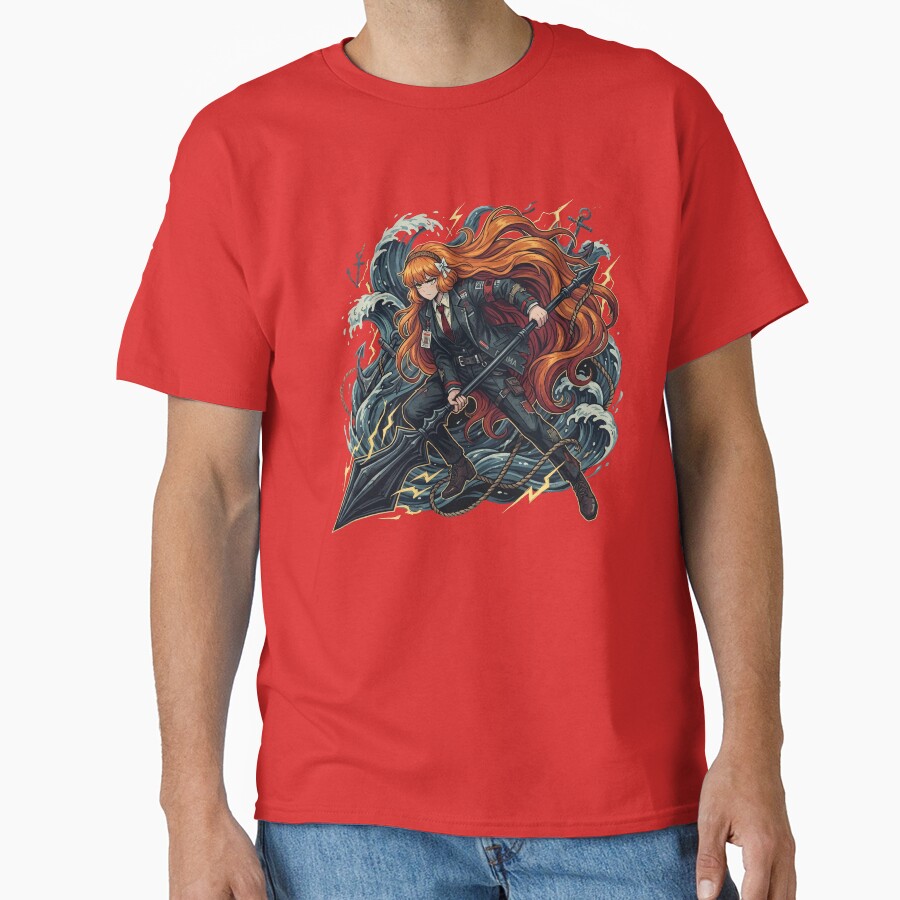 Limbus Company Ishmael Harpoon Waves Anime Gaming Tee T-shirt - Image 5