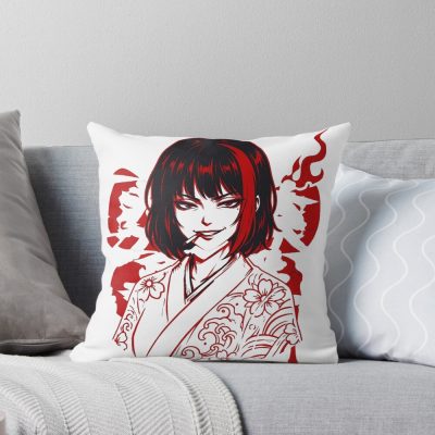 Limbus Company Ryoshu Cigarette Portrait Anime Gaming Tee Throw Pillow